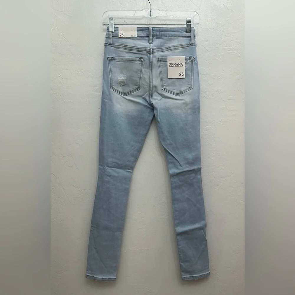 Distressed Super Light Wash Skinny Zenana Denim Pants